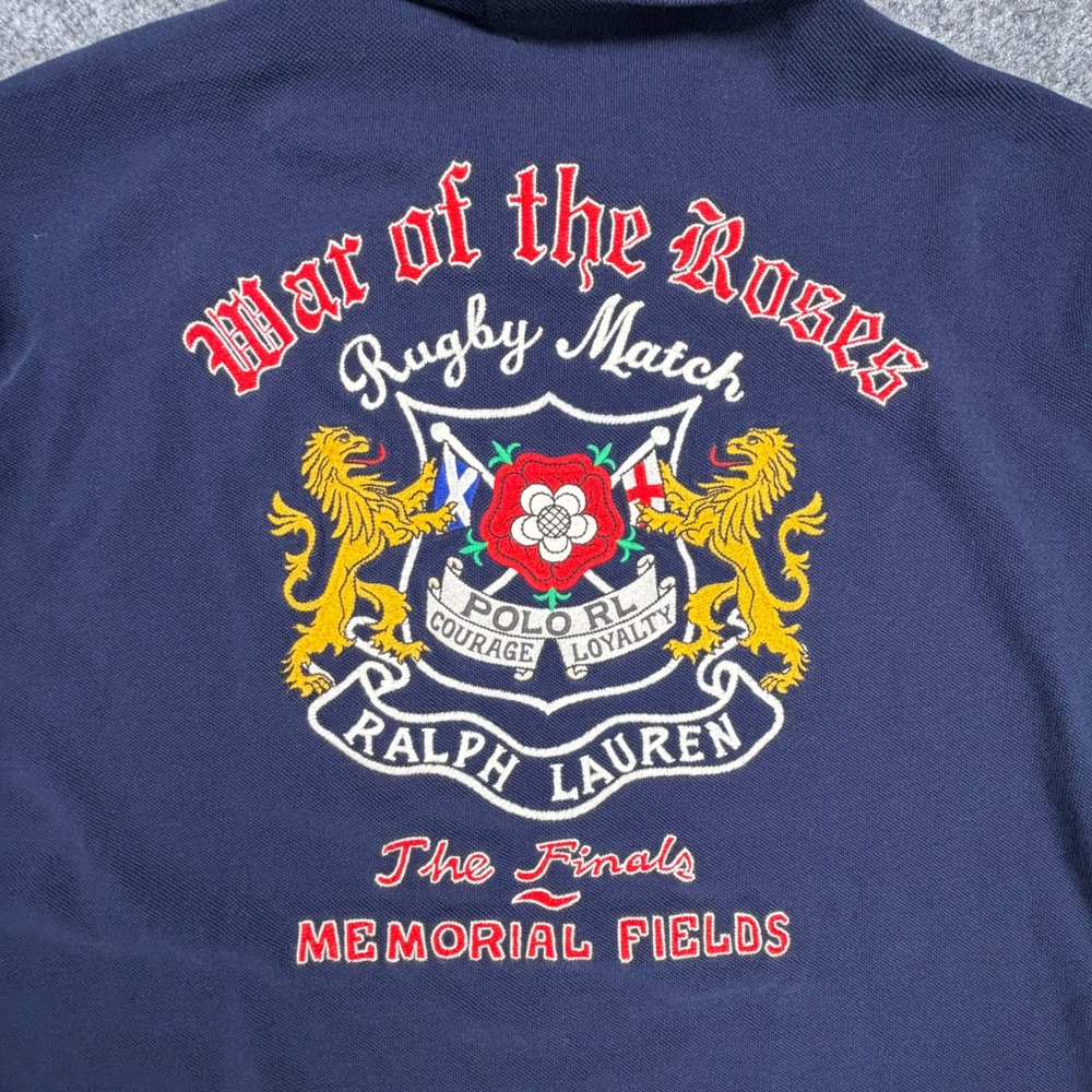 Polo Ralph Lauren War of the Roses Rugby Polo Mens XL Navy Custom Slim Fit 0717